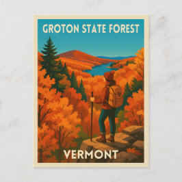 Retro Vintage Travel Vermont Groton State Forest Briefkaart