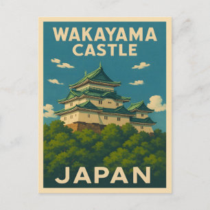 Retro Vintage Travel Wakayama Castle Japan Briefkaart