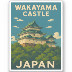 Retro Vintage Travel Wakayama Castle Japan Sticker