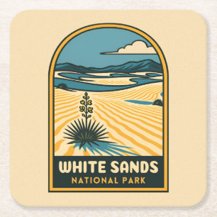 Retro Vintage Travel White Sands Nationaal Park Kartonnen Onderzetters