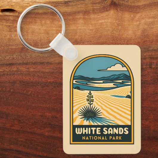 Retro Vintage Travel White Sands Nationaal Park Sleutelhanger (Voorkant)
