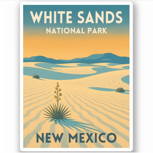 Retro Vintage Travel White Sands National Park Sticker (Voorkant)