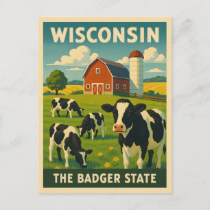 Retro Vintage Travel Wisconsin Dairy Boerderij Sch Briefkaart
