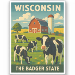 Retro Vintage Travel Wisconsin Dairy Boerderij Sch Sticker