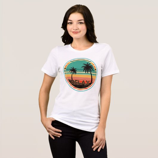 Retro Vintage Tropisch Paradijs Tri-Blend Shirt (Voorkant volledig)