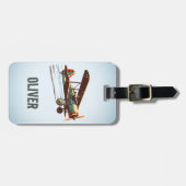 Retro Vintage Tweedekker Personalized Bagagelabel (Voorkant horizontaal)