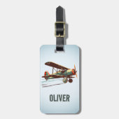 Retro Vintage Tweedekker Personalized Bagagelabel (Voorkant verticaal)