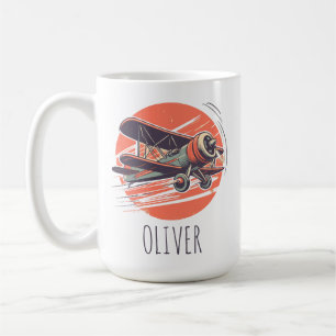 Retro Vintage Tweedekker Vliegtuig Gepersonaliseer Koffiemok