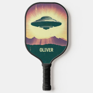 Retro Vintage UFO bij zonsondergang Persoonlijk Pickleball Paddle