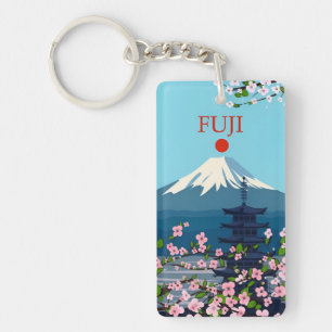 Retro vintage vakantie souvenir Japan Fuji Sleutelhanger