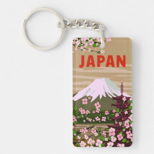 Retro vintage vakantie souvenir Japan Fuji Sleutelhanger