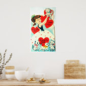 Retro vintage Valentijn katten Vakantievakdag post Poster (Keuken)