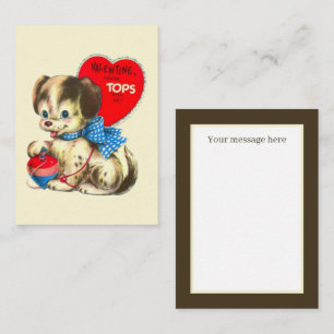 retro vintage Valentijnsdag hond Notitiekaartje
