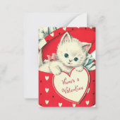 retro vintage Valentijnsdag kat voeg bericht toe Notitiekaartje (Voorkant)