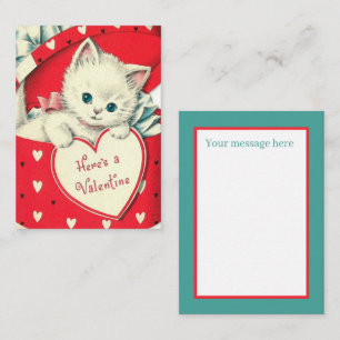 retro vintage Valentijnsdag kat voeg bericht toe Notitiekaartje