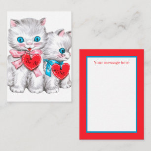 retro vintage Valentijnsdag katten voeg bericht to Notitiekaartje