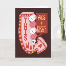 Retro Vintage Valentijnsdag Knuffels en Kusjes Kaart