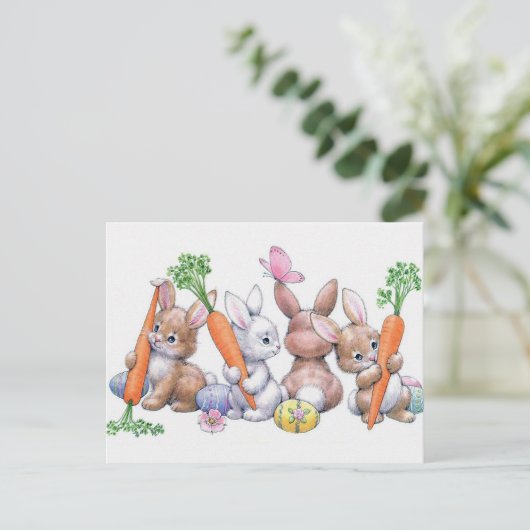 Retro vintage Valentijnsdag Paas hase Feestdagen (Staand voorkant)