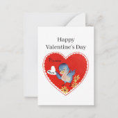 retro vintage Valentijnsdag vogel voeg bericht toe Notitiekaartje (Voorkant)