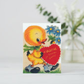 Retro Vintage Valentine duck Holiday postcard Feestdagenkaart (Staand voorkant)