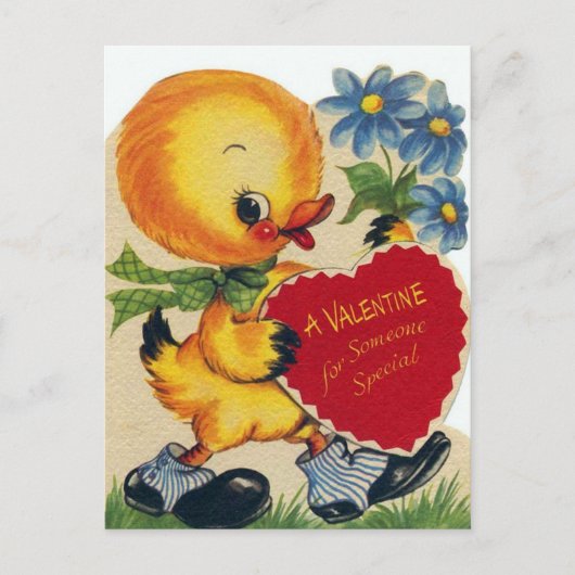 Retro Vintage Valentine duck Holiday postcard Feestdagenkaart (Voorkant)