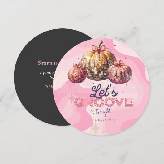 Retro Vintage Verjaardag Thema, Disco Bal Pompoen Kaart (Voorkant / Achterkant)