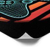 Retro Vintage Videogame Controller Gamer Zonsonder Poster (Hoek)