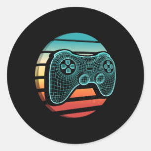 Retro Vintage Videospel Controller Gamer Zonsonder Ronde Sticker
