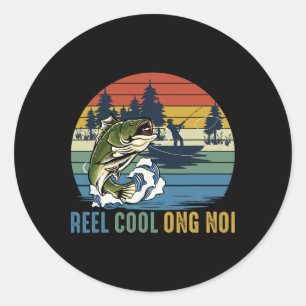 Retro Vintage Visspoel Cool Ong Noi Vaderdag Ronde Sticker