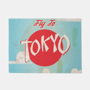 Retro Vintage Vlieg naar Tokio Reisposter Deurmat