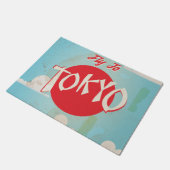 Retro Vintage Vlieg naar Tokio Reisposter Deurmat (Schuin)