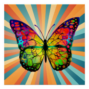 RETRO VINTAGE VLINDER ABSTRACT PERFECT POSTER