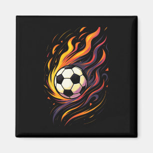 Retro Vintage Voetbal Voetbal Vlammen Sport Byll Magneet