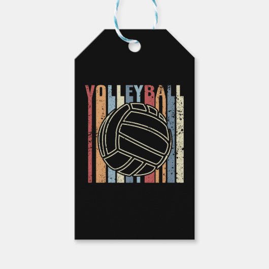 Retro Vintage Volleybal Cadeaulabel (Voorkant)