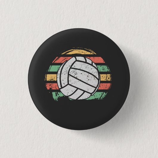 Retro Vintage Volleybal Ronde Button 3,2 Cm (Voorkant)