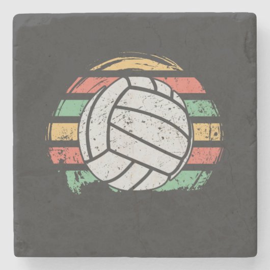 Retro Vintage Volleybal Stenen Onderzetter (Voorkant)