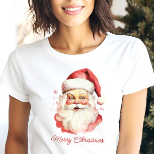 Retro Vintage Waterverf Kerstman Gezicht Kerstmis Tri-Blend Shirt