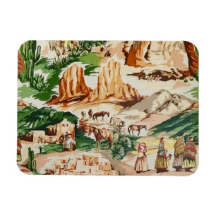 Retro Vintage Western Landschapsfoto Magneet