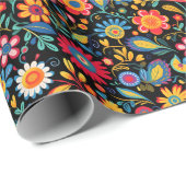 Retro Vintage Wilde Bloemen Botanisch Patroon Cadeaupapier (Rol Hoek)