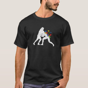 Retro Vintage Worstelen Hart Autisme Bewustzijns T T-shirt