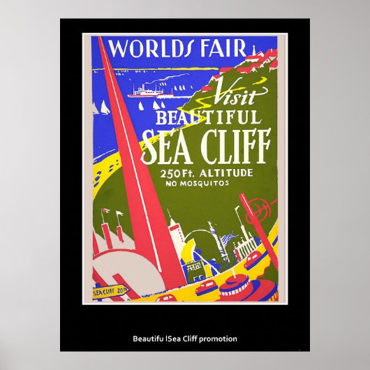 Retro Vintage Zeeklifposter Poster (Voorkant)