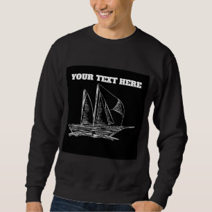 Retro Vintage Zeilboot Schets Nautilus Aangepaste Trui