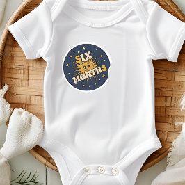Retro Vintage Zon Baby Zes Maanden Mijlpaal Ronde Sticker