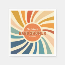 Retro Vintage Zon Regenboog Baby Shower