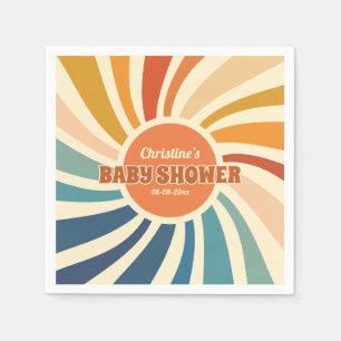 Retro Vintage Zon Regenboog Baby Shower Servet