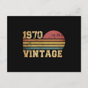 Retro Vintage Zonsondergang 1970 Verjaardag Briefkaart