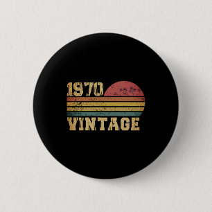 Retro Vintage Zonsondergang 1970 Verjaardag Ronde Button 5,7 Cm
