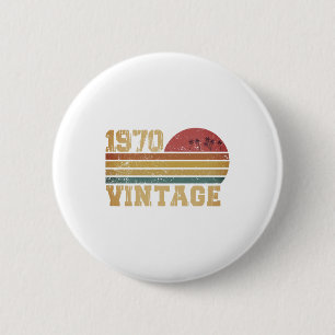 Retro Vintage Zonsondergang 1970 Verjaardag Ronde Button 5,7 Cm