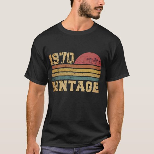 Retro Vintage Zonsondergang 1970 Verjaardag T-shirt (Voorkant)
