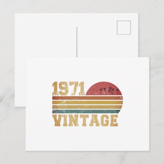 Retro Vintage Zonsondergang 1971 Verjaardag Briefkaart (Voorkant / Achterkant)